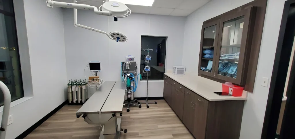 Surgical and procedure room inside our veterinary clinic in Boerne TX with advanced veterinary equipment
