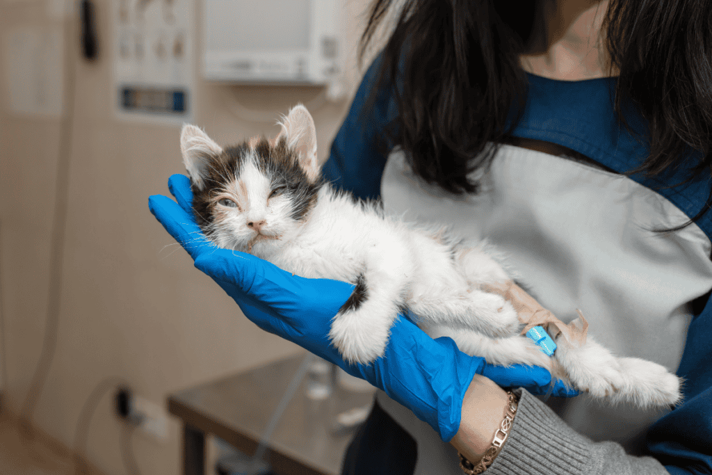 Urgent vet care exam after arrival at our emergency clinic near San Antonio